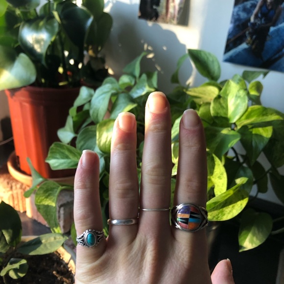 Turquoise network Aztec ring - Picture 3 of 3